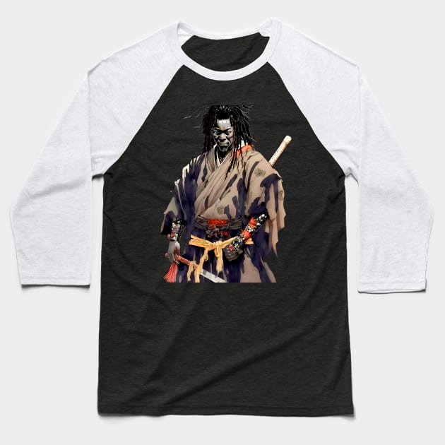 Yasuke Black Samurai in 1579 Feudal Japan No. 4 on a Dark Background Baseball T-Shirt by Puff Sumo